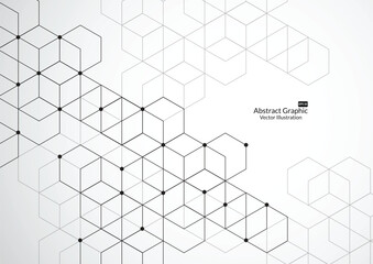 Abstract boxes background. Modern technology with square mesh. Geometric on white background with lines. Cube cell. Vector illustration