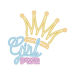 girl power label with crown isolated icon