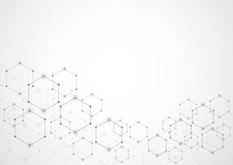 Abstract hexagonal molecular structures in technology background and science style. Medical design. Vector illustration