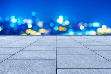 Marble platform and city night view