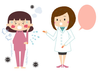 インフルエンザの症状説明のためのイラスト