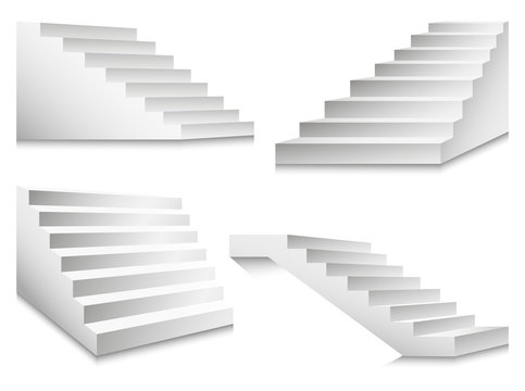 Stairs or staircases and podium ladders vector illustration