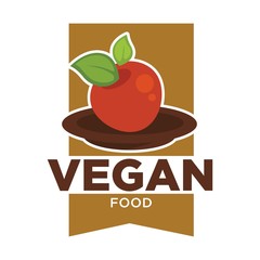 Vegan food logo for vegetarian cafe or menu design template.