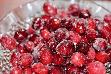 Sugared Cranberries Macro Up Close at Thanksgiving