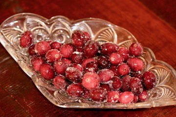 Sugared Cranberries Macro Up Close at Thanksgiving
