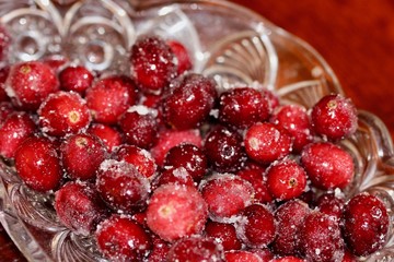 Sugared Cranberries Macro Up Close at Thanksgiving