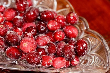 Sugared Cranberries Macro Up Close at Thanksgiving