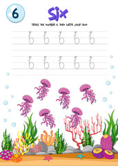 Number six tracing worksheets © GraphicsRF