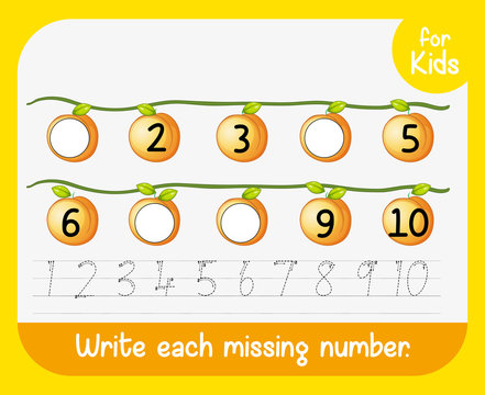 Write each missing number worksheet