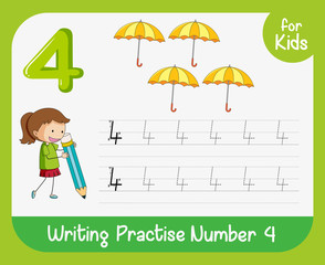 Number four tracing worksheets
