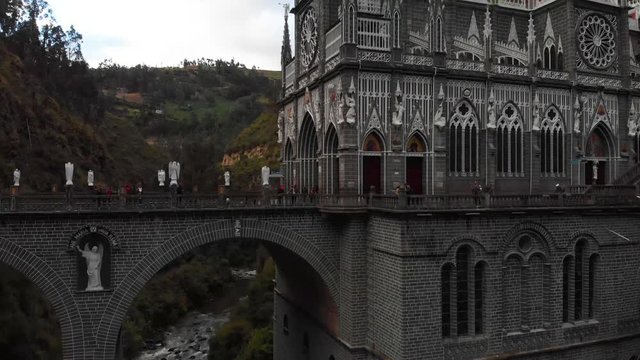 Gothic style church and bridge nestled in hidden valley in Colombia