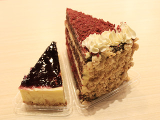 delicious cheese and red velvet cake