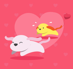 Valentine Dog Cartoon Vector Illustration 4