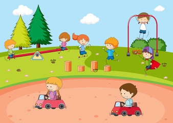 Obraz na płótnie Canvas Children playing at playground