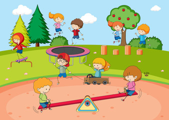 Obraz na płótnie Canvas Children playing at playground