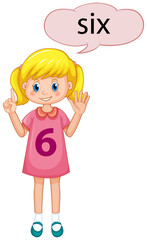 Girl with number six hand gesture