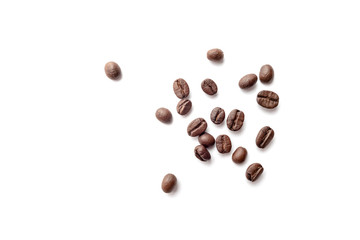 Coffee beans isolated on white background. Close-up.