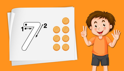 Number seven tracing guide