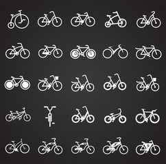 Bicycle icons set on black background for graphic and web design, Modern simple vector sign. Internet concept. Trendy symbol for website design web button or mobile app
