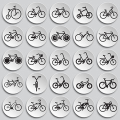 Bicycle icons set on plates background for graphic and web design, Modern simple vector sign. Internet concept. Trendy symbol for website design web button or mobile app