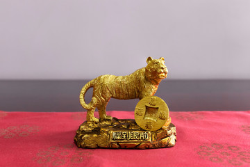 Chinese auspicious golden tiger ornament