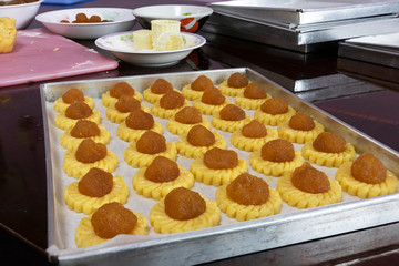 Closeup of Chinese New Year homemade pineapple tarts