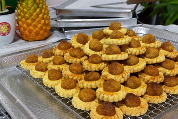 Closeup of Chinese New Year homemade pineapple tarts