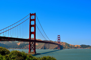 View of the Golden Gate Bridge in the morning . San Francisco, California, USA