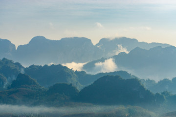 The mount and fog in the morning 
