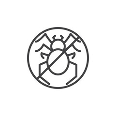No spider pests line icon. linear style sign for mobile concept and web design. Stop spider insects outline vector icon. Symbol, logo illustration. Pixel perfect vector graphics