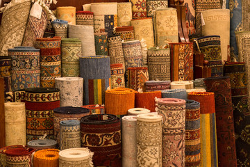 The carpets on the background in the shop for special costumers from Nevsehir, Sivas and other...