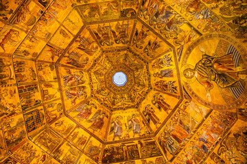 Fototapeta na wymiar Jesus Christ Angels Mosaic Dome Baptistry Saint John Florence Ita