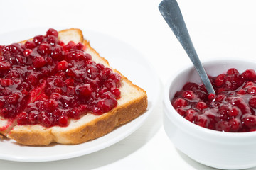 toast with sweet cranberry jam