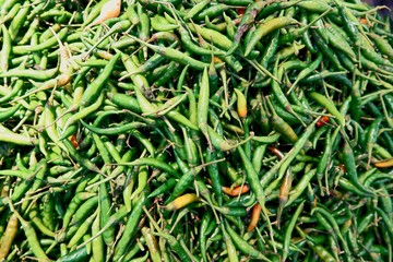 Pile of green Fresh Chili