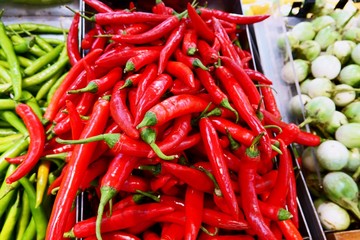 pile red chilli spur peppers