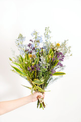 nice spring flower bouquet on the white background
