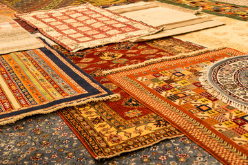 the woman weaving traditional carpet from Cappadocia.