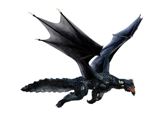 3D Rendering Fairy Tale Dragon on White