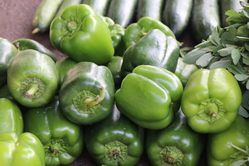 green peppers on the market