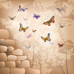 Beautiful background with butterflies.
Vector background. Colorful butterflies on an abstract background. Illustration, EPS-10.