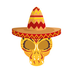 death day mask with mariachi hat