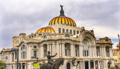 Fototapeta na wymiar Equestrian Statue Bellas Artes Palace Mexico City Mexico