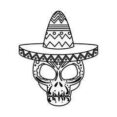 death day mask with mariachi hat