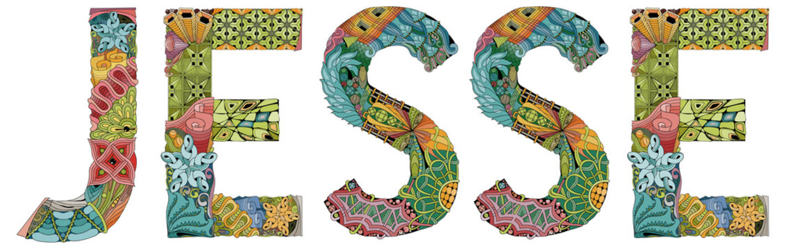 Male name JESSE. Vector decorative zentangle object