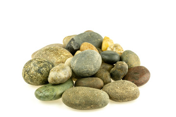 Fototapeta na wymiar pile of a different stones and pebbles isolated on white background.