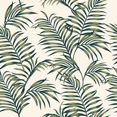 Deurstickers Botanische print Tropische bladeren naadloze witte achtergrond