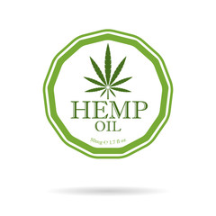 Marijuana leaf. Medical cannabis. Hemp oil. Cannabis extract. Icon product label and logo graphic template. Isolated vector illustration.