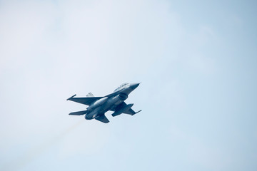 Nakhon Sawan, Thailand, on January 11, 2019. F16 fighter show on  National Children's Day at Royal Thai Air Force Base.
