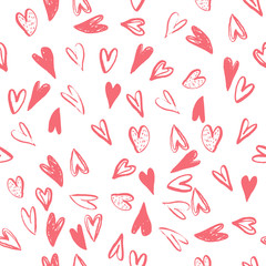 Vector Seamless pattern with hearts. Handmade art.