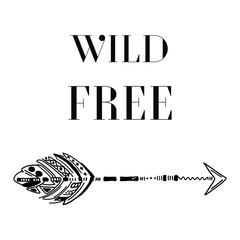 Motivational poster in the Boho style "Wild free".